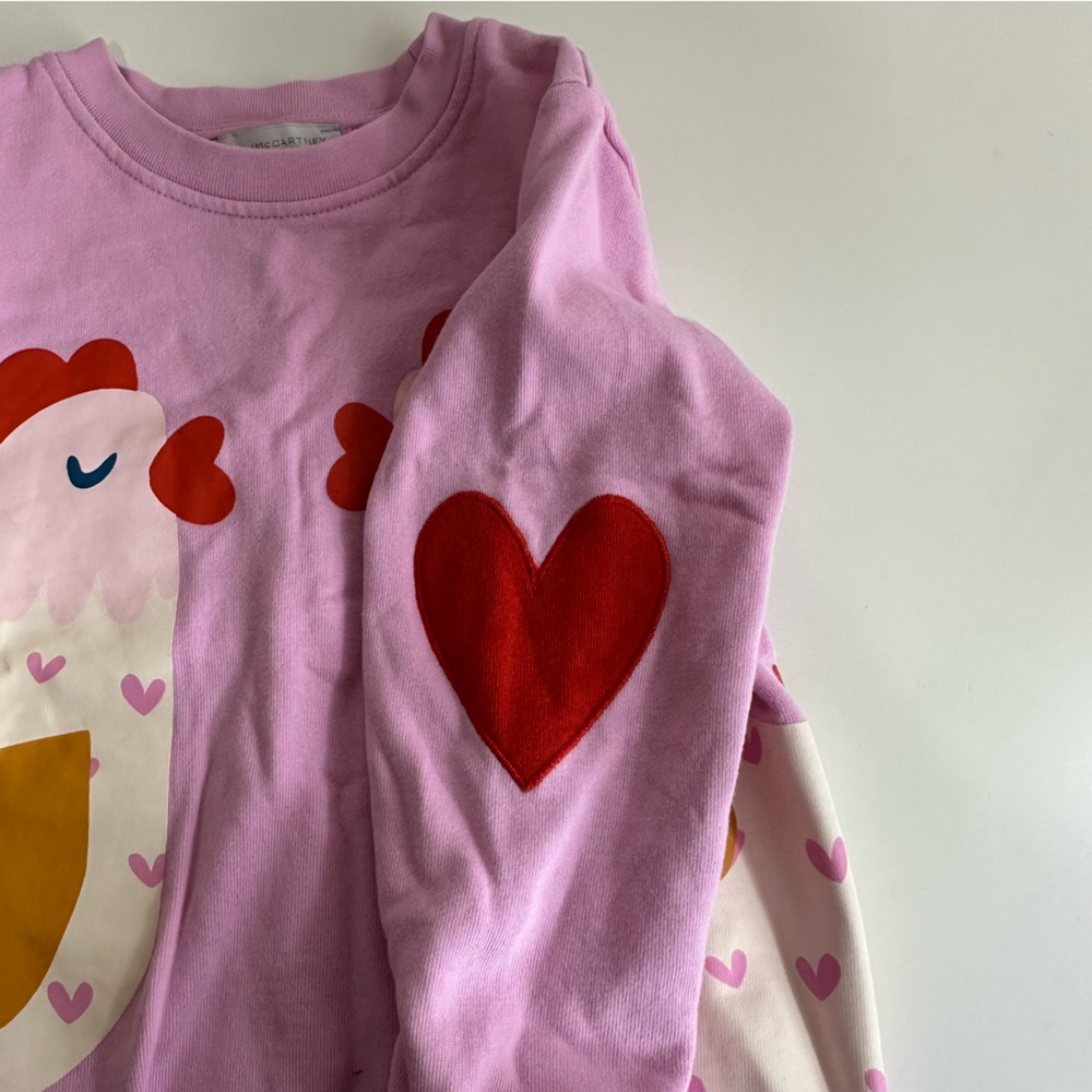 Stella McCartney Girls Pink Sweatshirt with Chicken Design Size 4 yrs - Picture 3 of 6